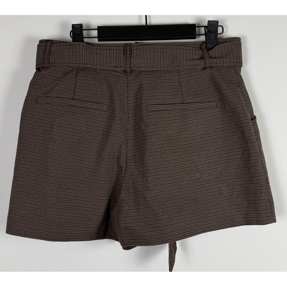 ZARA‎ Brown Houndstooth Belted Shorts Women Size M - Picture 3 of 7